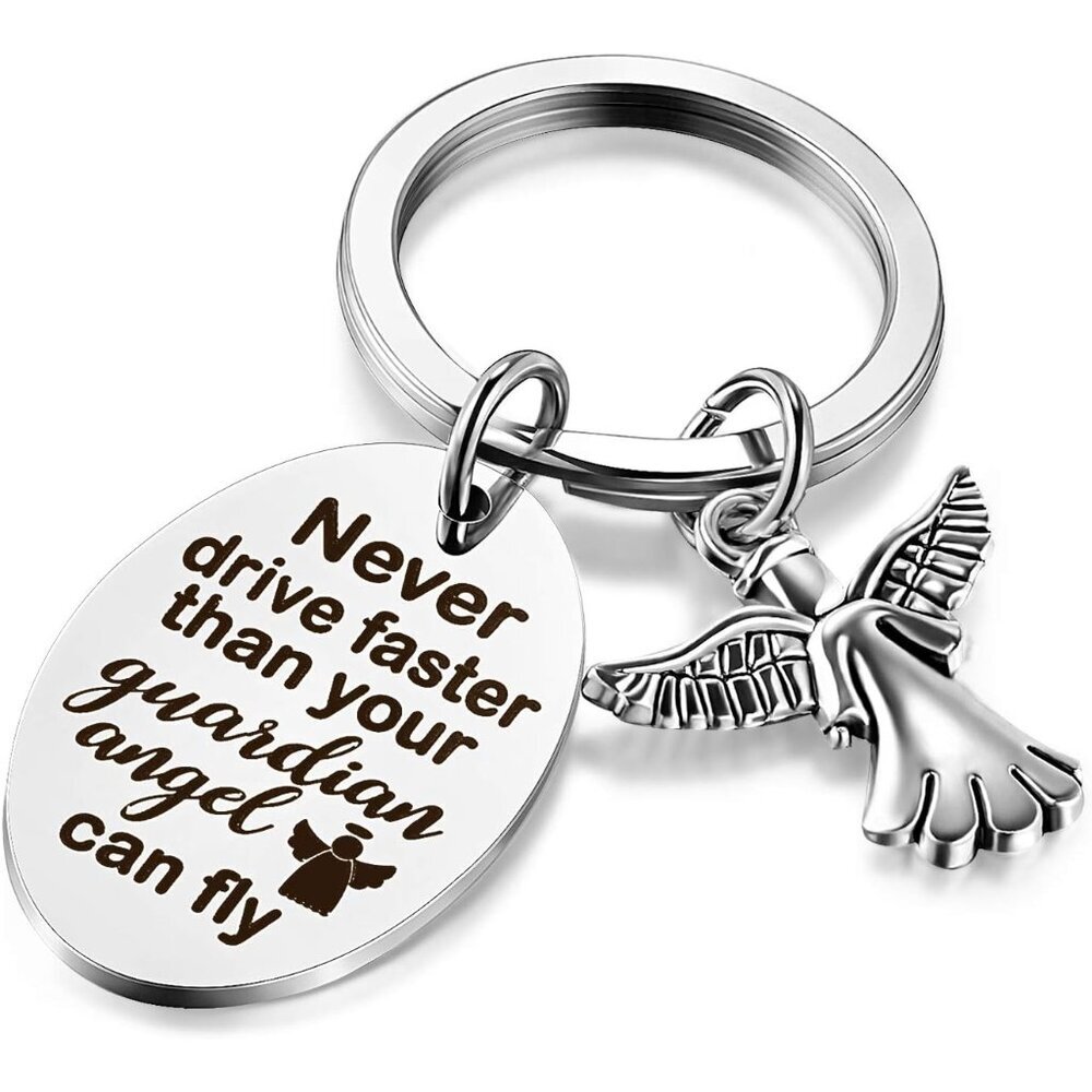 Sweet Guardian Angel New Driver Key Ring Gift Never Drive Faster Than Your Angel
